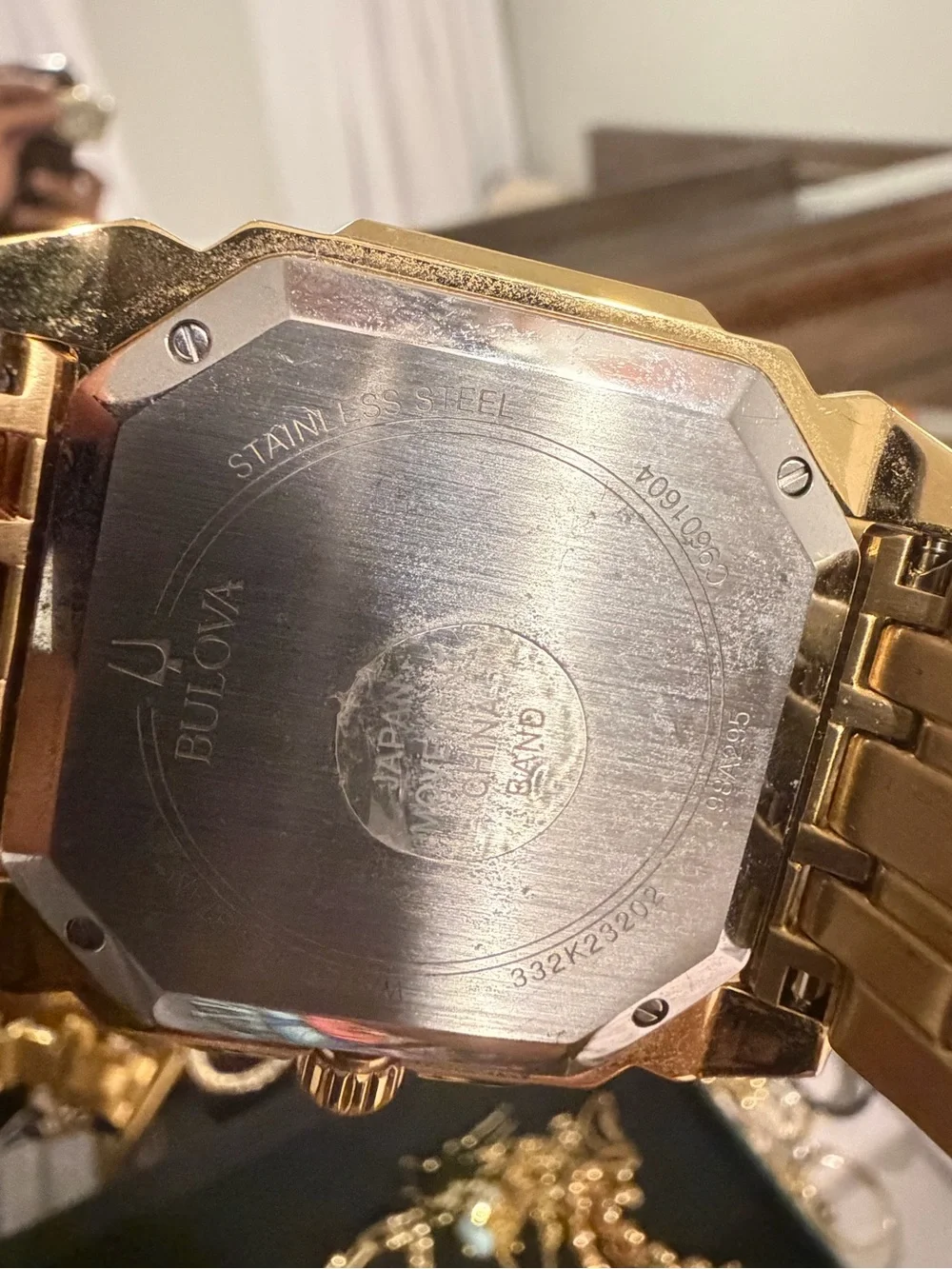 Bulova Gold-Tone Crystal Pavé Octagon Bracelet Watch